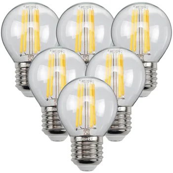 TIANFAN 6 шт. светодиодных ламп, свеча, лампочка G45, маленький глобус, 4 Вт, 6 Вт, 110 В 220 В, E26 E27, винтовая база Эдисона, 2700 К, теплый белый