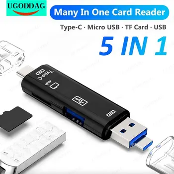 Type C Micro USB 5 В 1 Высокоскоростной Универсальный OTG TF Кард-Ридер Micro SD Адаптер для Телефона Android Компьютерные Удлинители