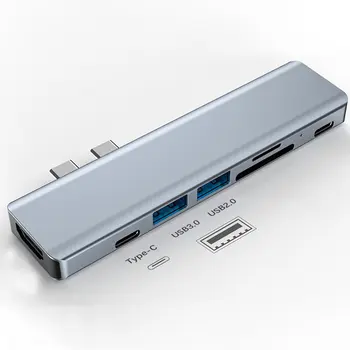 USB 3.1 Type-C Концентратор-HDMI-совместимый адаптер USB C Концентратор с разъемом для чтения карт памяти 3.0 TF SD PD для MacBook Pro/Air 2018-2020 7 в 1