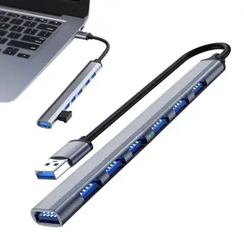 USB-концентратор 3.0, высокоскоростной адаптер с несколькими USB-разветвителями, 7 портов, несколько расширителей, Длинный кабель для аксессуаров для ПК, аксессуары для ПК