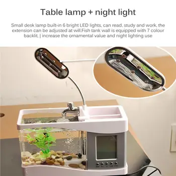 USB настольные аквариумы аквариум для рыб со светодиодной подсветкой держатель ручки будильник офисное украшение