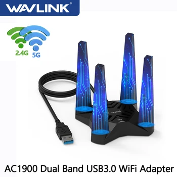 Wavlink AC1900/AX1800 Двухдиапазонный 2,4 G и 5G USB 3,0 WiFi Ключ USB WiFi Адаптер 4X3dBi Внешние антенны с высоким коэффициентом усиления Для Настольных ПК