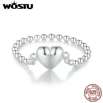 WOSTU, кольцо-цепочка из 100% стерлингового серебра 925 пробы, Романтические Простые кольца Для женщин, девушки, Оригинальный дизайн ювелирных изделий, подарок на День рождения