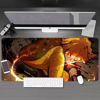 XL Аниме Demon Slayer Коврик Для Мыши HD Печать Компьютерные Геймеры Фиксирующий Край Коврика Для Мыши XXL90x40cm Клавиатура ПК Настольный Коврик Csgo Pad