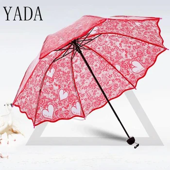YADA Красный ПВХ Прозрачный Цветочный Зонтик Невесты От Дождя Женский Зонт Для Защиты окружающей Среды Для Женщин Ветрозащитные Зонты YS239