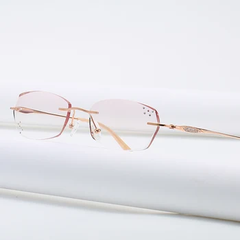 ZIROSAT 9142 Очки для огранки алмазов из чистого титана Без оправы, Оптические Очки по рецепту, Модные женские очки
