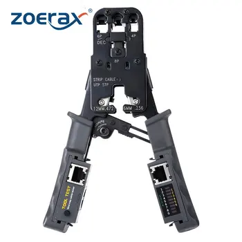 ZoeRax [Универсальный кабельный тестер-щипцы] для Модульных штекеров RJ45, RJ12, RJ11, Сетевых разъемов, инструмента для резки полос и обжима