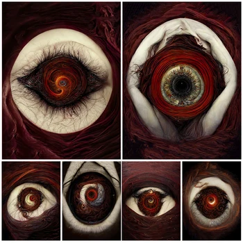 Абстрактный Ужас, Готика, Темные Глаза, Винтажное Настенное искусство, Холст, картина 