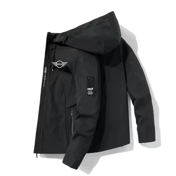 Автомобильная куртка 2022, новейший принт Mini Cooper s, мужская весенне-осенняя повседневная куртка-бомбер на молнии с капюшоном, модная ветровка