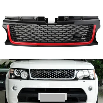 Автомобильный ABS Передний Бампер Сетчатая Решетка Верхняя Решетка с Эмблемой Для Range Rover Sport 2010 2011 2012 2013 с Логотипом Черный + Красный