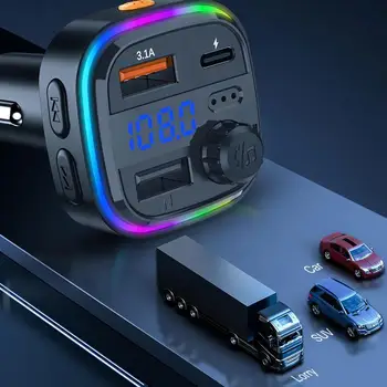 Автомобильный Bluetooth 5,0 FM-передатчик Аудио Адаптер USB MP3 3.1A Быстрый Беспроводной Динамик Громкой Связи Зарядное Устройство Комплект Плеер Автомобильный D5I6