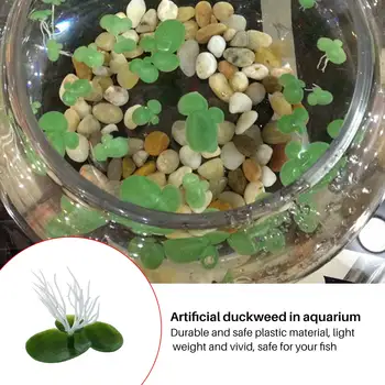 Аквариумное Искусственное Растение с Плавающей Пластиковой Ряской Зелено-Белого Цвета