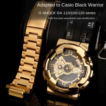 Аксессуары для часов Casio G-SHOCK GA-110GB/100/120 Черный Самурайский Модифицированный ремешок для часов из нержавеющей Стали, металлический корпус, Безель