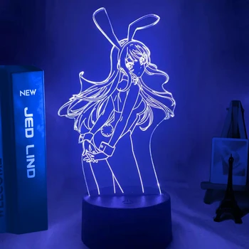 Аниме Waifu Mai Sakurajima Светодиодный Ночник для Декора Спальни Mai Light Подарок для друга Sakurajima Bunny Girl Светодиодный Светильник Аниме Подарок