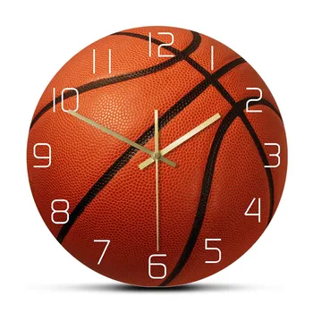 Баскетбольный мяч, Современный дизайн, настенные часы с принтом для мальчиков-подростков, Спортивный декор для гостиной, Баскетболист, Мужские настенные часы в пещере