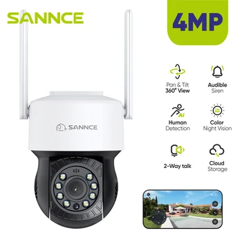 Беспроводная Мини-камера SANNCE Smart Home 4MP Двухсторонняя Голосовая Настройка Зон Движения PT-Камеры с Объективом 3,6 мм Для наружной камеры