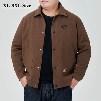 Большой Размер 5XL 6XL 7XL 8XL, мужская Повседневная куртка, осенняя новинка, вафельная ткань, модное свободное пальто с лацканами, мужское