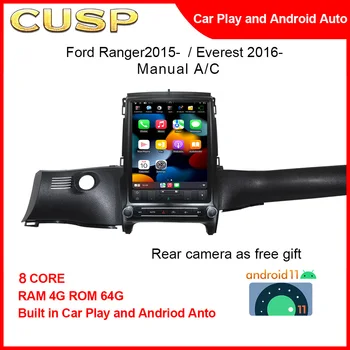 Вертикальный экран в стиле CUSP Tesla для Ford Ranger 2015-/Everest 2016- 12,1 дюймов 4G + 64G Двойной Din Apple Play Автомобильный стерео DVD DSP