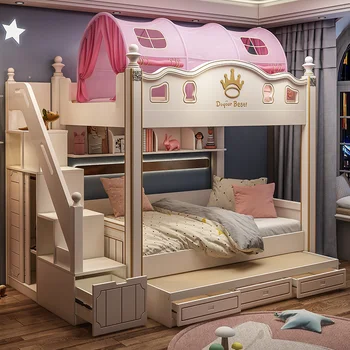 Верхние и нижние двухъярусные кровати, двухъярусные кровати, детские кровати, кровати для девочек, высокие и низкие кровати из массива дерева, деревянные кровати