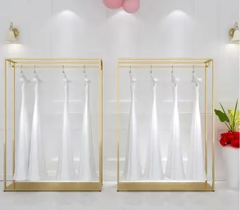 Вешалка для свадебных платьев, повышенная золотая витрина, напольная вешалка, магазин свадебных платьев, студия, вешалка для платьев cheongsam