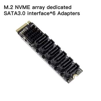 Высокоскоростной адаптер расширения M.2 с M-КЛЮЧОМ PCI-E3.0 До 6 портов SATA3.0 6G С индикаторной лампочкой, Прочный Высококачественный чип-челнок
