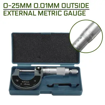 Высокоточный 0,01 мм 0-25 мм Наружный диаметр, метрический микрометр для слесарной коробки, Тип прецизионного измерительного инструмента