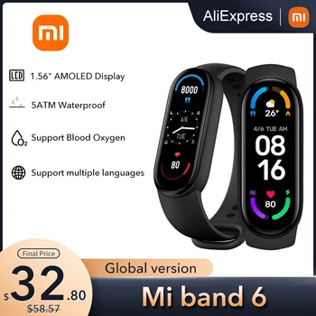 Глобальная версия Xiaomi Mi Band 6 Смарт-Браслет 1,56 