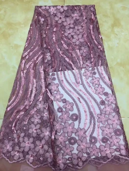 Горячая распродажа африканской кружевной ткани cord красивая розовая хлопчатобумажная кружевная лента нигерийская кружевная ткань для свадебного платья CD64