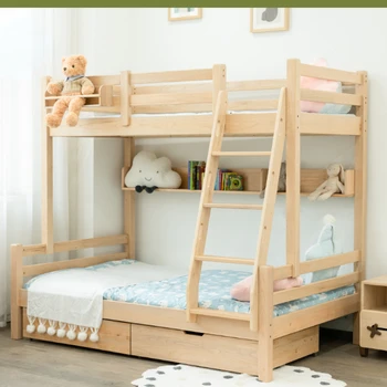 Детская кровать из массива дерева, регулируемая по высоте кровать из клена, современная минималистичная двухъярусная кровать для взрослых, двухъярусная кровать для взрослых