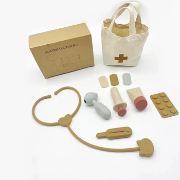 Детский силиконовый игровой набор для доктора и медсестры, безопасные для пищевых продуктов обучающие ролевые игры, имитирующие Больничные обучающие игрушки