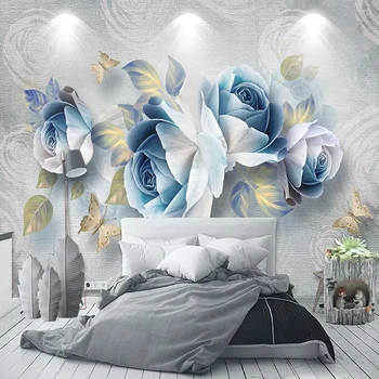 Европейский Стиль 3D стерео Розы Фотообои Гостиная ТВ Спальня Домашний Декор Фон Обои для стен 3 D