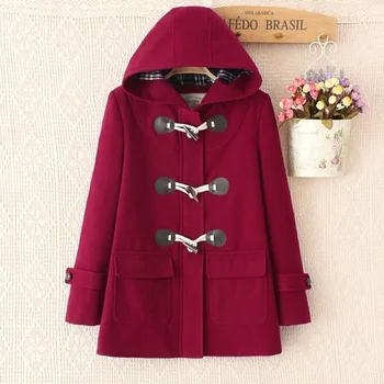 Женская куртка в стиле колледжа, зимние ветрозащитные теплые пальто, Новинка 2023, Длинное шерстяное длинное пальто с капюшоном на японской роговой пуговице, винтажное