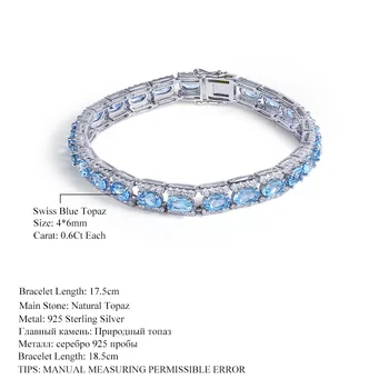 Женский браслет OANA с высококачественным швейцарским голубым топазом, модный и роскошный S925, инкрустированный серебром Натуральный драгоценный камень