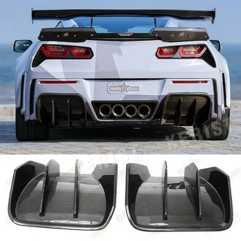 Задний диффузор в стиле BKSS из углеродного волокна, 2 шт., подходит для Corvette C7 2014-2017, автомобильные аксессуары с разветвлением задней губы