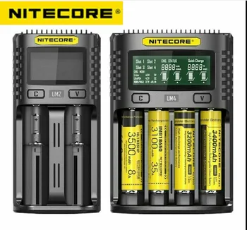 Зарядное устройство Nitecore UM4 UM2 3A Интеллектуальная схема USB Быстрая Зарядка Для LiFePO4 li-ion AA AAA 18650 IMR 21700 26650 Ni-MH