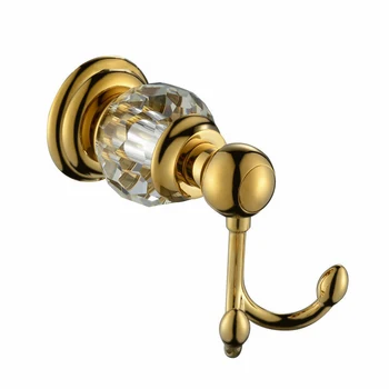 золотой крючок для халата из хрусталя и латуни, портьеры для ванной комнаты pvd-ti, золотая вешалка для полотенец, крючок для одежды CY002