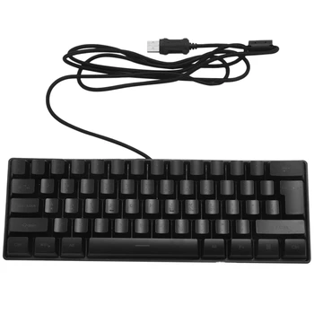 Игровая клавиатура, 61 клавиша, многоцветная проводная игровая клавиатура со светодиодной подсветкой RGB, водонепроницаемая мини-клавиатура