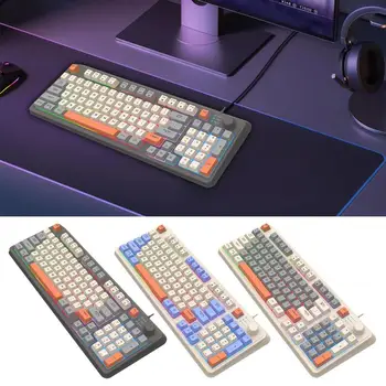 Игровая механическая клавиатура, светодиодная компьютерная игровая клавиатура, 94 клавиши, Отдельные кнопки регулировки громкости, Компактная цифровая клавиатура для ПК Для дома