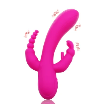 Игрушка для взрослых Фаллоимитатор Кролик Вибратор 3 В 1 Силиконовый G Spot Анальный Стимулятор клитора, Вагинальный Мастурбатор, Секс-игрушки для женщин, Товары