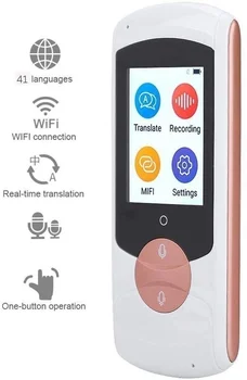 Интеллектуальное устройство для перевода языков с 2-дюймовым экраном Цифровой WiFi 41 Язык Автономный голосовой перевод в режиме реального времени для наружного использования