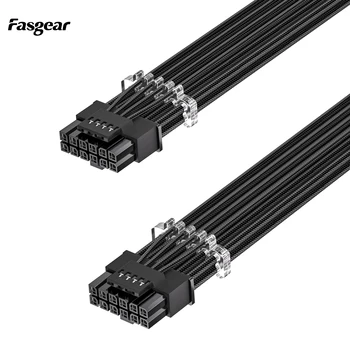 Кабель питания графического процессора Fasgear PCI-e 5.0 - 70-сантиметровый 16-контактный (12 + 4) кабель с разъемом 12VHPWR от мужчины к мужчине с гребенками, кабель питания PCIe 5 мощностью 600 Вт