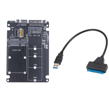 Карта адаптера M.2 NGFF SSD на SATA 3,0 MSATA SSD на SATA 3,0 Riser Card 2 в 1 Карта адаптера с кабелем USB3.0 Easy Drive