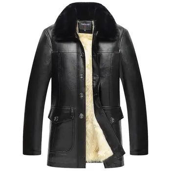Кожаное пальто, мужская одежда, Меховая куртка-бомбер, Модная повседневная ветровка, весенне-осенняя верхняя одежда с вышивкой в стиле милитари