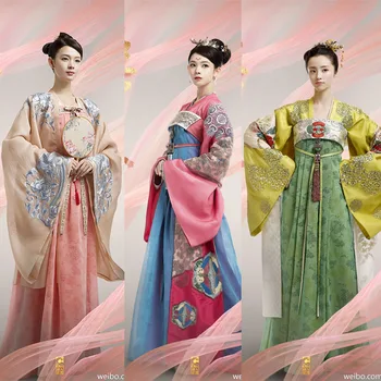 Костюм принцессы и императрицы династии Тан с нежной вышивкой и высокой талией Hanfu для новейшей телепередачи 