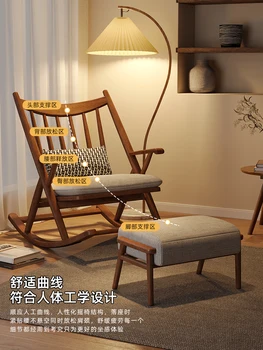Кресло-качалка из массива дерева в скандинавском стиле, домашнее кресло для отдыха, балкон для взрослых, гостиная, ленивый диван для сна, одноместный стул для хлеба