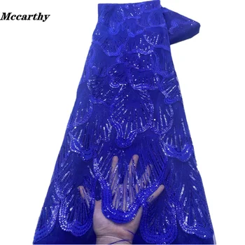 Кружевная ткань с пайетками Mccarthy 2021, 5 Ярдов, Высококачественная Африканская Нигерийская Тюлевая Кружевная ткань для самостоятельного пошива Платья, Свадебной вечеринки