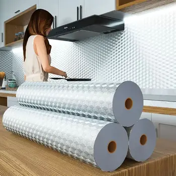 Кухонные водонепроницаемые и масляные обои для рабочего стола, термостойкая самоклеящаяся бумага, декоративные наклейки