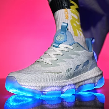 Легкая обувь с USB, Мужские повседневные мужские Светящиеся Кроссовки, 2020 г., Повседневная мужская обувь для Взрослых
