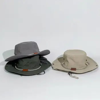 Логотип, Дышащая шляпа с круглым куполом, Альпинистская шляпа Унисекс, широкие поля, Рыбацкая шляпа на шнурке, модные аксессуары