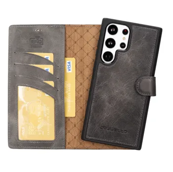 Магнитный кошелек ручной работы из натуральной кожи, чехол для телефона Samsung Galaxy S23 Ultra Rfid и беспроводной, совместимый с держателем карты